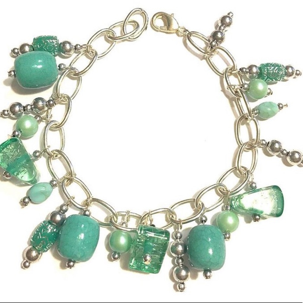New Aqua Dangle Charm Bracelet